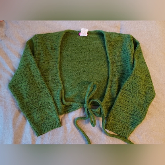 Luxe Tops - Y2K | L Luxe Green Cropped Cardigan